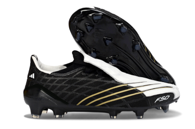 Adidas F50 Elite FG Firm Ground Soccer Cleats - Black/Classic White/Gold Accent