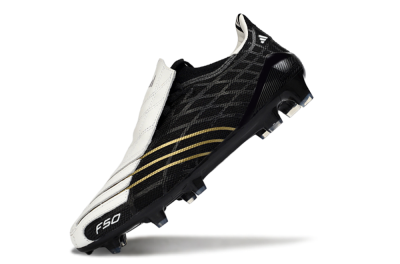 Adidas F50 Elite FG Firm Ground Soccer Cleats - Black/Classic White/Gold Accent