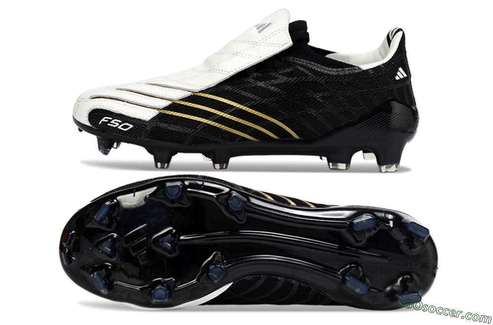 Adidas F50 Elite FG Firm Ground Soccer Cleats - Black/Classic White/Gold Accent 0