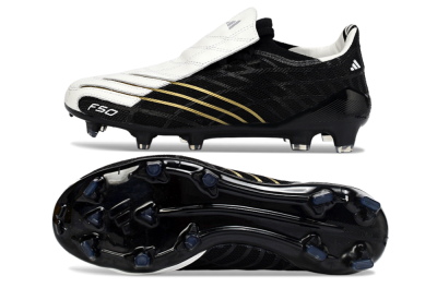 Adidas F50 Elite FG Firm Ground Soccer Cleats - Black/Classic White/Gold Accent