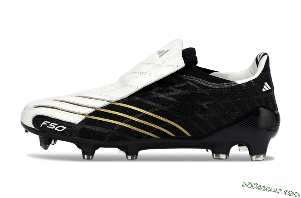 Adidas F50 Elite FG Firm Ground Soccer Cleats - Black/Classic White/Gold Accent 2