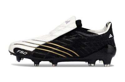Adidas F50 Elite FG Firm Ground Soccer Cleats - Black/Classic White/Gold Accent