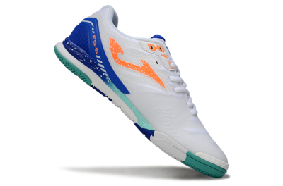 Joma Top Flex IC Indoor & Futsal Soccer Shoes - White/Aqua Blue/Coral Orange