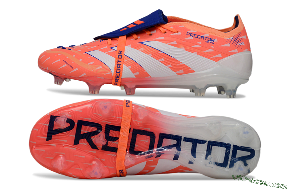 Adidas Predator 25 Elite Fold-Over Tongue FG Firm Ground Soccer Cleats - Pink/Bright Coral/Cool Blue 0
