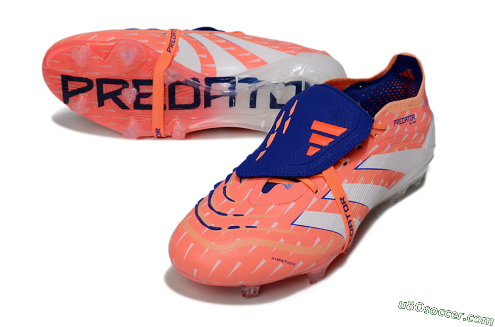 Adidas Predator 25 Elite Fold-Over Tongue FG Firm Ground Soccer Cleats - Pink/Bright Coral/Cool Blue 3