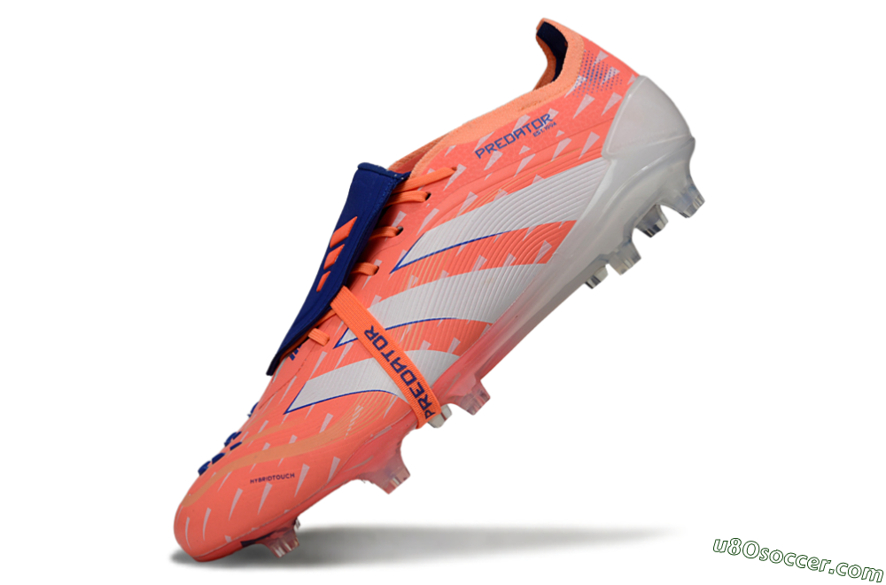 Adidas Predator 25 Elite Fold-Over Tongue FG Firm Ground Soccer Cleats - Pink/Bright Coral/Cool Blue 5