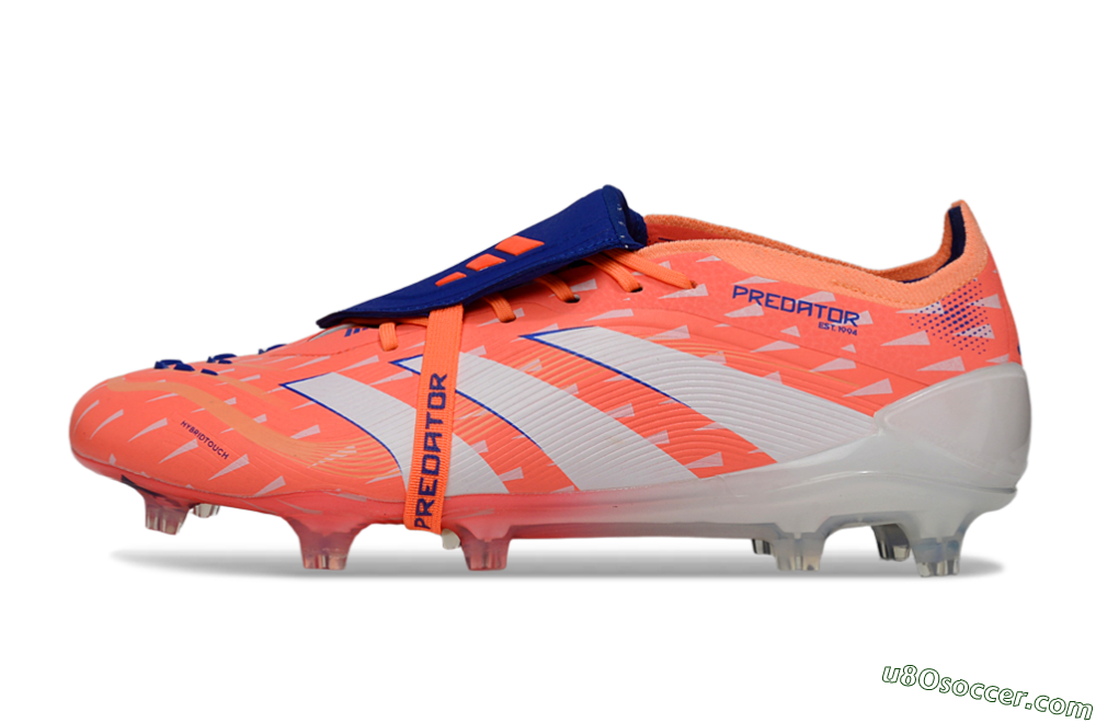 Adidas Predator 25 Elite Fold-Over Tongue FG Firm Ground Soccer Cleats - Pink/Bright Coral/Cool Blue 2