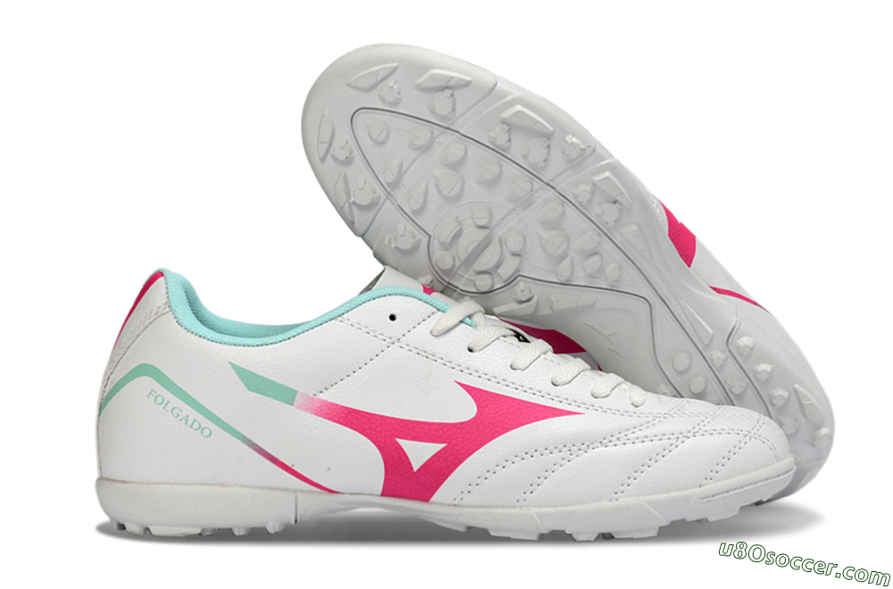 Mizuno Morelia Neo 4 TF Artificial Turf Soccer Shoes - White/Soft Pink/Turquoise 1
