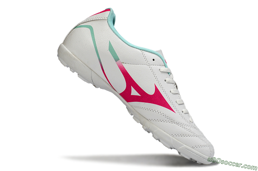 Mizuno Morelia Neo 4 TF Artificial Turf Soccer Shoes - White/Soft Pink/Turquoise 4