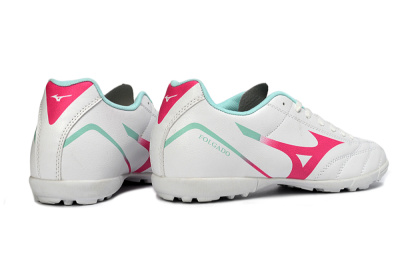 Mizuno Morelia Neo 4 TF Artificial Turf Soccer Shoes - White/Soft Pink/Turquoise