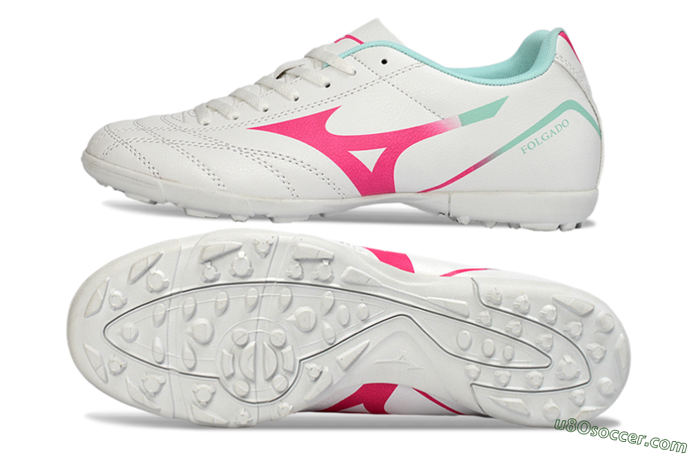 Mizuno Morelia Neo 4 TF Artificial Turf Soccer Shoes - White/Soft Pink/Turquoise 0