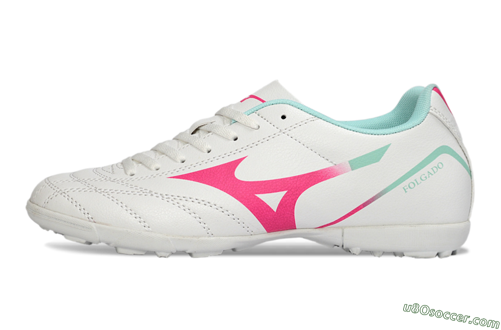 Mizuno Morelia Neo 4 TF Artificial Turf Soccer Shoes - White/Soft Pink/Turquoise 2