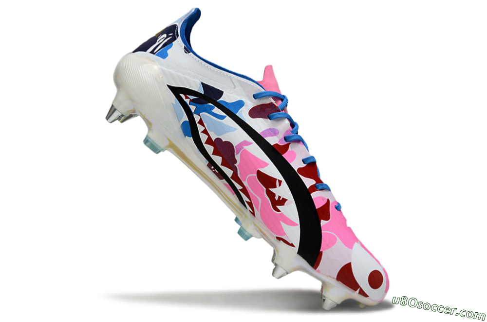 Adidas F50 Elite SG Soft Ground Soccer Cleats - Pink/Camo Blue/Camo Red 4