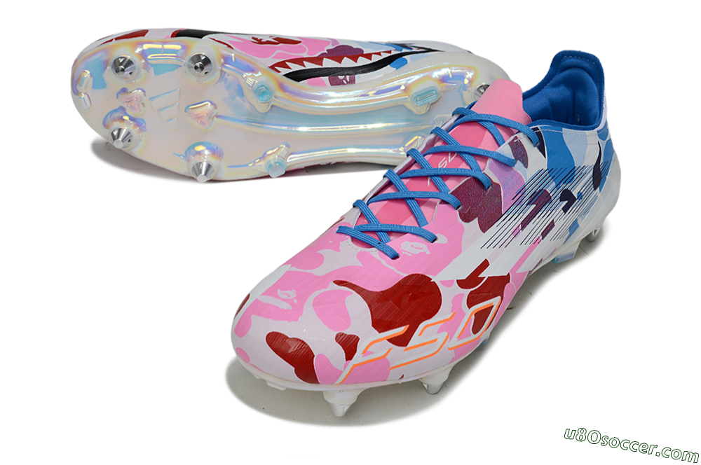 Adidas F50 Elite SG Soft Ground Soccer Cleats - Pink/Camo Blue/Camo Red 3