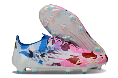 Adidas F50 Elite FG Firm Ground Soccer Cleats - White/Bubblegum Pink/Denim Blue