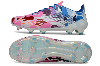 Adidas F50 Elite FG Firm Ground Soccer Cleats - White/Bubblegum Pink/Denim Blue