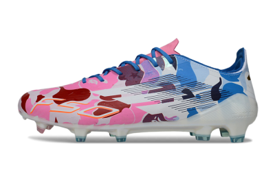 Adidas F50 Elite FG Firm Ground Soccer Cleats - White/Bubblegum Pink/Denim Blue