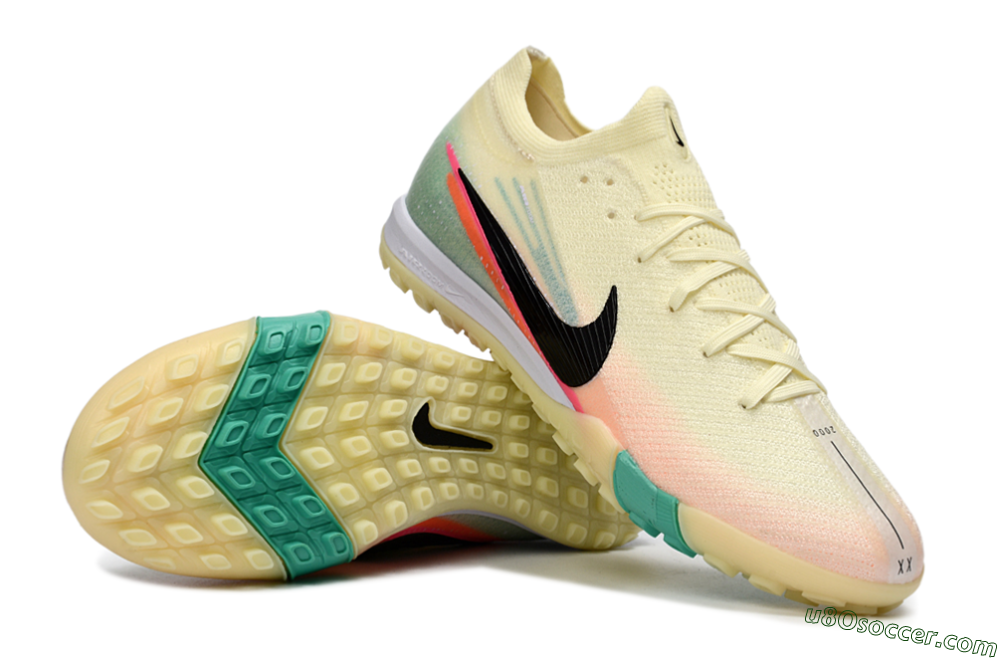 Nike Air Zoom Mercurial Vapor 16 Elite TF Artificial Turf Soccer Shoes - Yellow/Soft Peach/Seafoam Green 3