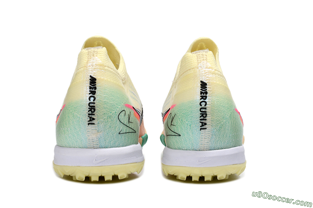 Nike Air Zoom Mercurial Vapor 16 Elite TF Artificial Turf Soccer Shoes - Yellow/Soft Peach/Seafoam Green 7