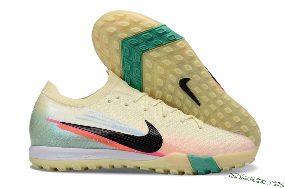 Nike Air Zoom Mercurial Vapor 16 Elite TF Artificial Turf Soccer Shoes - Yellow/Soft Peach/Seafoam Green 1