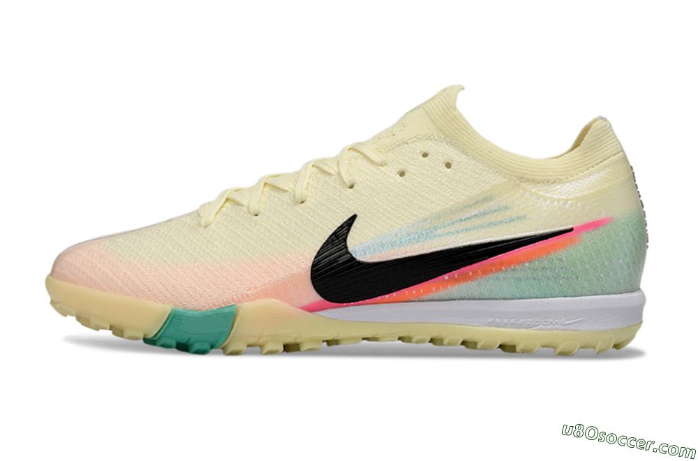 Nike Air Zoom Mercurial Vapor 16 Elite TF Artificial Turf Soccer Shoes - Yellow/Soft Peach/Seafoam Green 2
