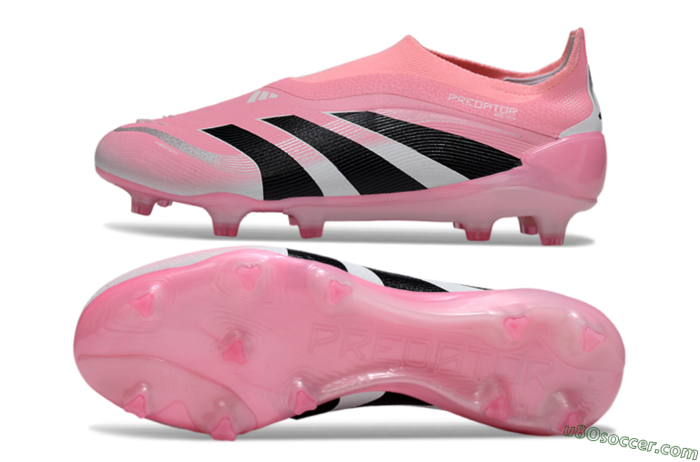 Adidas Predator 25 Elite Laceless FG Firm Ground Soccer Cleats - Pink/Black/White 0