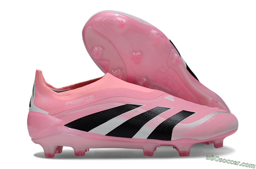 Adidas Predator 25 Elite Laceless FG Firm Ground Soccer Cleats - Pink/Black/White 1