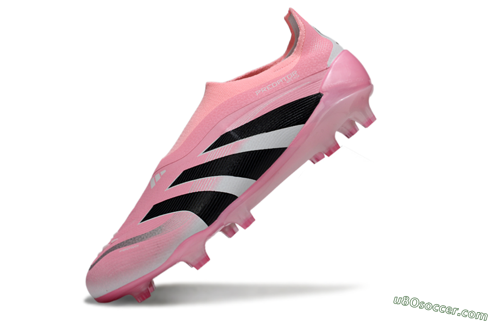Adidas Predator 25 Elite Laceless FG Firm Ground Soccer Cleats - Pink/Black/White 5