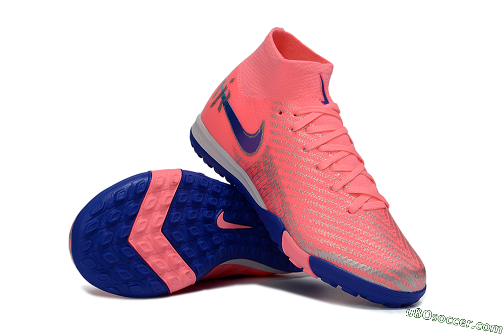 Nike Air Zoom Mercurial Superfly 10 Elite TF Artificial Turf Soccer Shoes - Pink/Electric Pink/Deep Blue 0