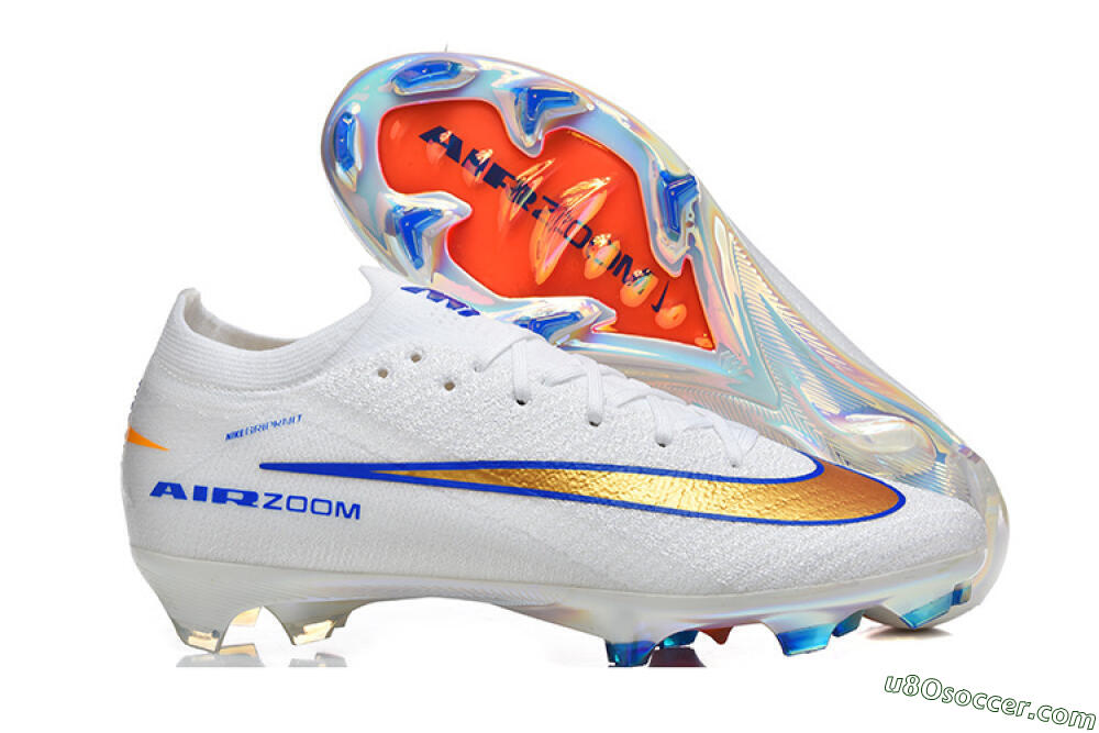 Nike Air Zoom Mercurial Vapor 16 Elite FG Firm Ground Soccer Cleats - White/Electric Blue/Metallic Orange 1