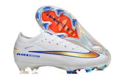 Nike Air Zoom Mercurial Vapor 16 Elite FG Firm Ground Soccer Cleats - White/Electric Blue/Metallic Orange