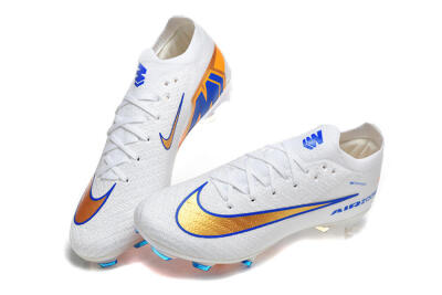 Nike Air Zoom Mercurial Vapor 16 Elite FG Firm Ground Soccer Cleats - White/Electric Blue/Metallic Orange