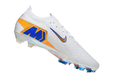Nike Air Zoom Mercurial Vapor 16 Elite FG Firm Ground Soccer Cleats - White/Electric Blue/Metallic Orange
