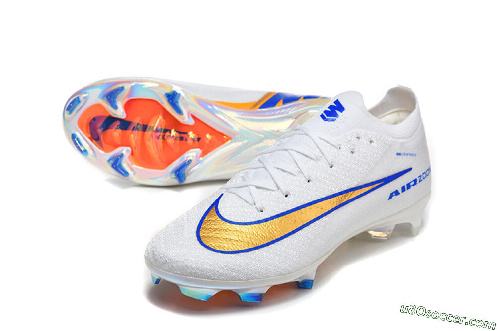 Nike Air Zoom Mercurial Vapor 16 Elite FG Firm Ground Soccer Cleats - White/Electric Blue/Metallic Orange 3