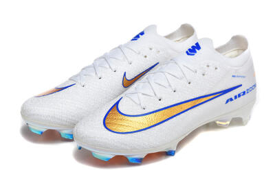 Nike Air Zoom Mercurial Vapor 16 Elite FG Firm Ground Soccer Cleats - White/Electric Blue/Metallic Orange
