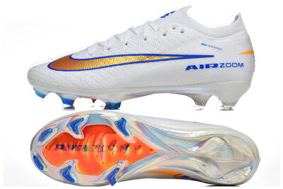Nike Air Zoom Mercurial Vapor 16 Elite FG Firm Ground Soccer Cleats - White/Electric Blue/Metallic Orange