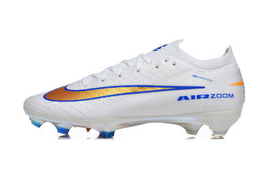Nike Air Zoom Mercurial Vapor 16 Elite FG Firm Ground Soccer Cleats - White/Electric Blue/Metallic Orange