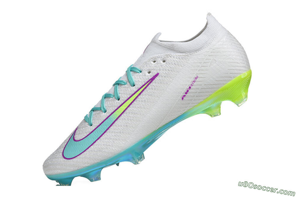 Nike Air Zoom Mercurial Vapor 16 Elite FG Firm Ground Soccer Cleats - White/Aqua Splash/Lime Glow 8