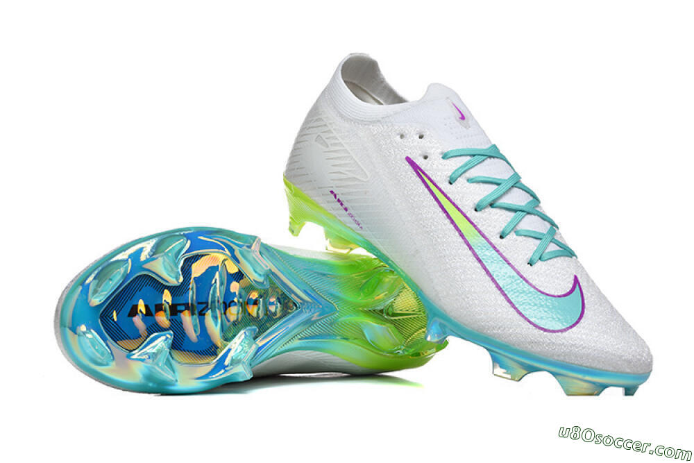 Nike Air Zoom Mercurial Vapor 16 Elite FG Firm Ground Soccer Cleats - White/Aqua Splash/Lime Glow 4