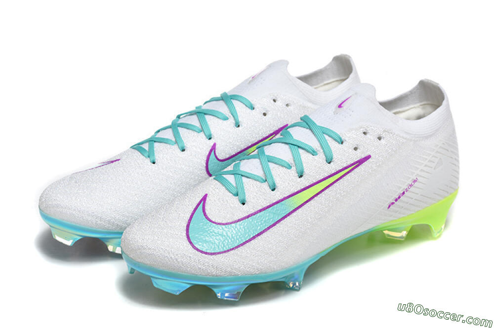 Nike Air Zoom Mercurial Vapor 16 Elite FG Firm Ground Soccer Cleats - White/Aqua Splash/Lime Glow 5
