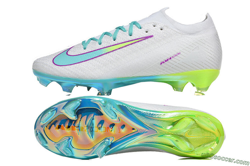 Nike Air Zoom Mercurial Vapor 16 Elite FG Firm Ground Soccer Cleats - White/Aqua Splash/Lime Glow 0