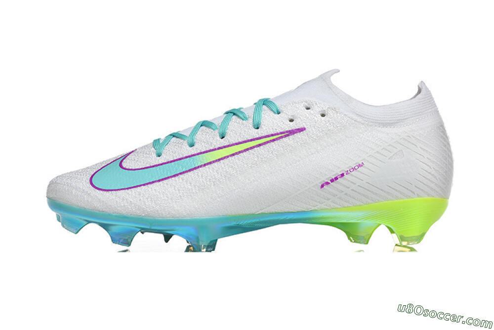 Nike Air Zoom Mercurial Vapor 16 Elite FG Firm Ground Soccer Cleats - White/Aqua Splash/Lime Glow 2