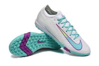 Nike Air Zoom Mercurial Vapor 16 Elite TF Artificial Turf Soccer Shoes - White/Aqua Wave/Sleek Purple