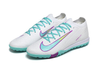 Nike Air Zoom Mercurial Vapor 16 Elite TF Artificial Turf Soccer Shoes - White/Aqua Wave/Sleek Purple