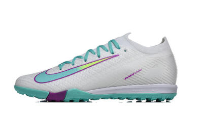 Nike Air Zoom Mercurial Vapor 16 Elite TF Artificial Turf Soccer Shoes - White/Aqua Wave/Sleek Purple