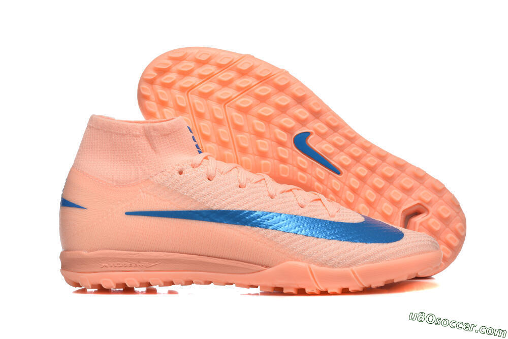 Nike Air Zoom Mercurial Superfly 10 Elite TF Artificial Turf Soccer Shoes - Peach/Sky Blue/Coral Pink 1