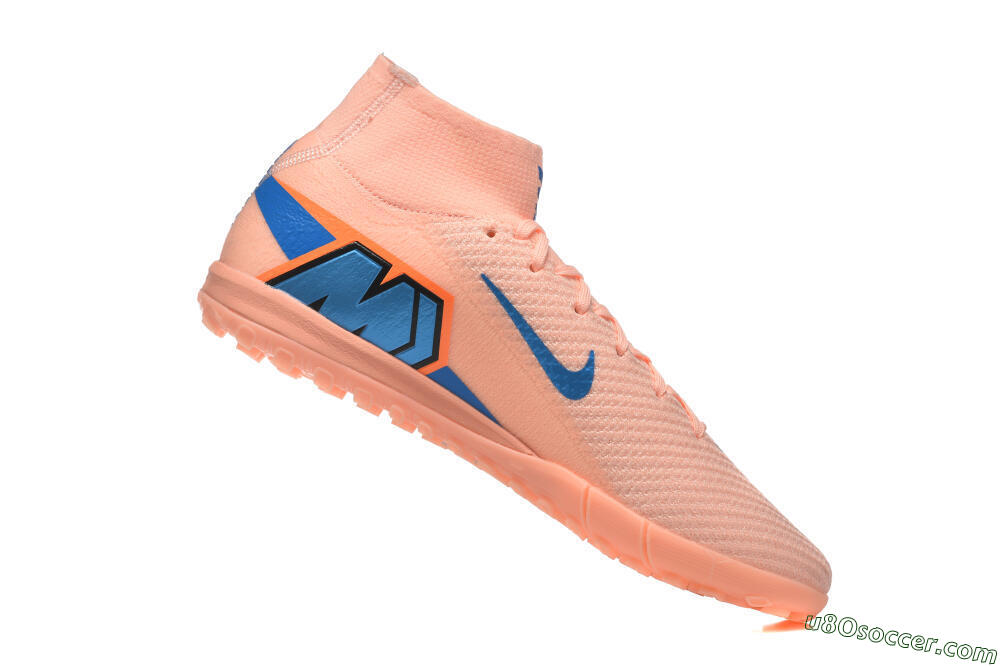 Nike Air Zoom Mercurial Superfly 10 Elite TF Artificial Turf Soccer Shoes - Peach/Sky Blue/Coral Pink 7
