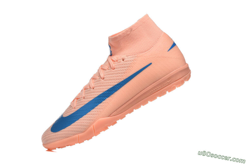 Nike Air Zoom Mercurial Superfly 10 Elite TF Artificial Turf Soccer Shoes - Peach/Sky Blue/Coral Pink 8