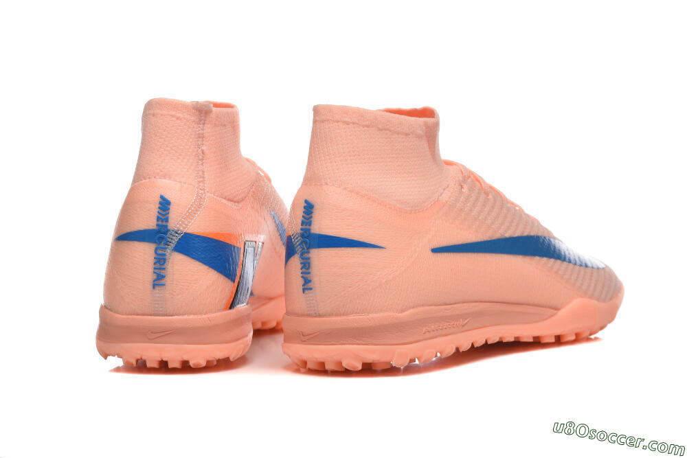 Nike Air Zoom Mercurial Superfly 10 Elite TF Artificial Turf Soccer Shoes - Peach/Sky Blue/Coral Pink 9