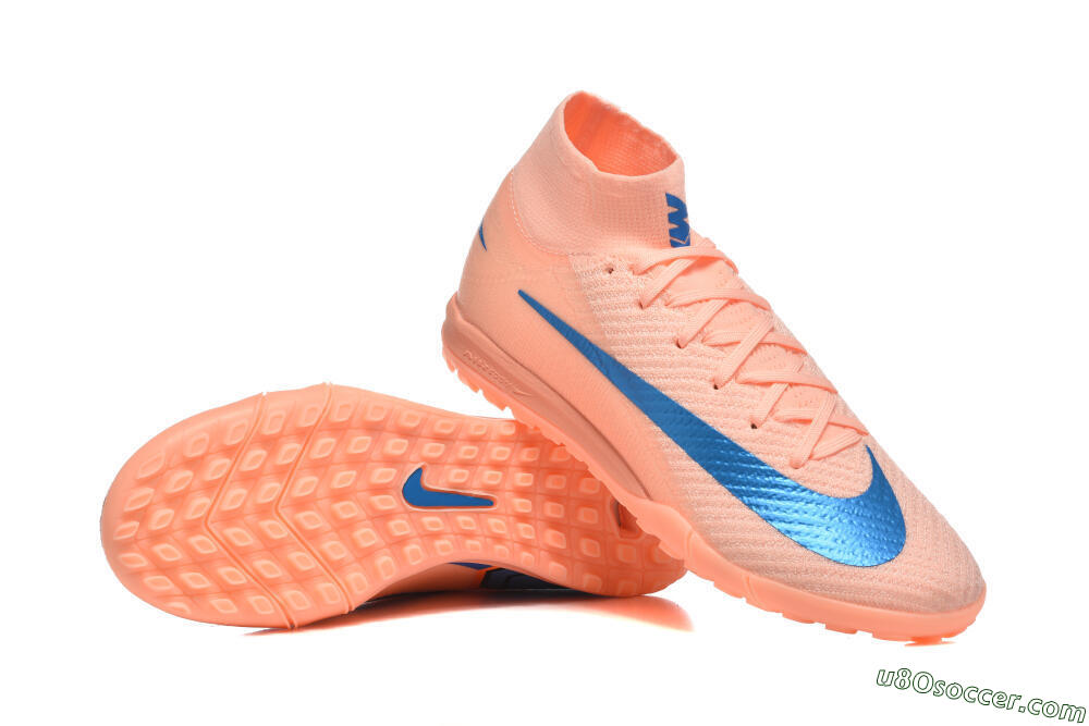 Nike Air Zoom Mercurial Superfly 10 Elite TF Artificial Turf Soccer Shoes - Peach/Sky Blue/Coral Pink 4